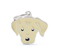 MyFamily Médaille pour chien personnalisé Made in Italy, Labrador Cream, Gravure Gratuite, métal émaillé à la main, Collection Friends, 33x30 mm