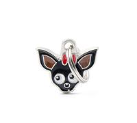 MyFamily Médaille pour chien personnalisée en forme de Chihuahua Noir Plaque pour chien avec gravure gratuite, émaillée à la main en métal, collection Friends