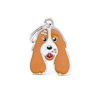 MyFamily Médaille pour chien personnalisée en forme de cocker blanc et orange, plaque signalétique pour chien avec gravure gratuite, émaillée à la main en métal, collection Friends
