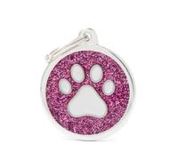 MYFAMILY-Médaille shine grand cercle noir patte rose