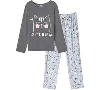 MyFav Pyjama Femme, Ensembles de Pyjama Femme Hiver Manches Longues Doux Chaud 2 pièces Vêtements de Nuit (Gris,S)