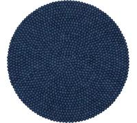 myfelt Alva Tapis Boule en Feutre, diamètre 50 cm, idéal pour Chambre à Coucher, Salon, Chambre d'enfant, Couloir et Salle de Bain, Bleu foncé