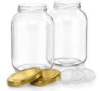 myFERMENTS Bocaux en Verre Avec Couvercle - Grand Mason Jar de 4.25 l- Bouteille à Large Goulot pour Infuser de Gros Morceaux de Fruits - Récipient Alimentaire Hermétique Sans Odeurs - Set de 2