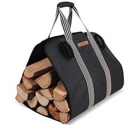 MyFirePlaceDirect Sac de transport pour bûches d'intérieur en toile Oxford pliable avec poignées rembourrées, grande capacité avec crochet et boucle