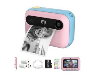 myFirst Insta 20 Appareil photo numérique à impression instantanée pour enfants avec photos 16 MP 1080p, cadeau d'anniversaire pour enfants de 4 à 12 ans, objectif selfie, impression illimitée, carte