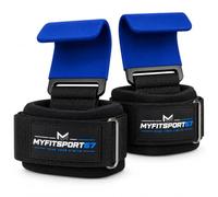 Myfitsport67 Crochets d'haltérophilie avec support de poignet rembourré, crochets antidérapants pour haltérophilie, machine latte, rameur, bodybuilding et powerlifting, homme et femme