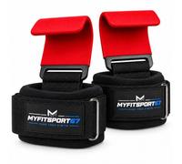Myfitsport67 Crochets d'haltérophilie avec support de poignet rembourré, crochets antidérapants pour haltérophilie, machine latte, rameur, bodybuilding et powerlifting, homme et femme