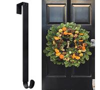 Myfolrena Adjustable Wreath Hanger from 15"-24", Metal Wreath Hook for Front Door, 20lb (Black-1 Pack)