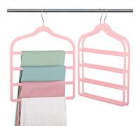 Myfolrena Cintre en velours antidérapant pour pantalons, shorts, pantalons et pantalons - Cintres multiples en velours - Rangement et organisation pour jeans, écharpes, cravates (rose, 3)