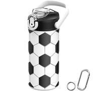 MYFOREST 400 ml Bouteille d'eau isotherme pour enfant, acier chirurgical, motif original haute résolution, compatible lave-vaisselle, badge nominatif, mousquetons (Football)