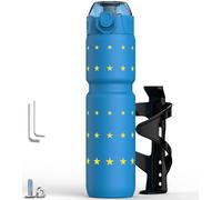 MYFOREST 700ml Gourde isotherme pour vélo, doublure en acier chirurgical inodore, meilleure prise en main pour les sentiers accidentés, ouverture rapide, bouchon anti-poussière (Lot bleu Europe)