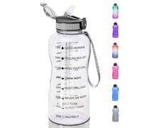 MYFOREST Bouteille d'eau 2200ml Grand Gourde Sport 2,2 Litre, 100% Lavable au Lave-Vaisselle! Marqueur de Temps pour Hydratation Motivationnelle, sans BPA, anti-Chute, Buse Rabattable