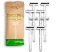 MyFriendly Crazors - Lot de 8 rasoirs jetables pour le toilettage homme/femme - Rasoir à usage unique pour le corps et le visage - Terre en matériau brut + articles de toilette pour la peau