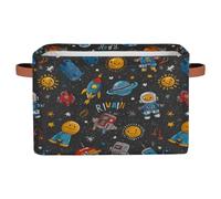Myfsucce 1 boîte de rangement en tissu avec poignées, jolis éléments spatiaux, grands paniers de rangement pliables pour la maison, 38,1 x 27,9 x 24,1 cm