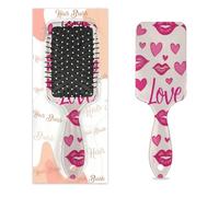 Myfsucce Brosse à cheveux pour femme - Brosse démêlante de massage avec lèvres roses, motif citation d'amour, brosse à cheveux lissante antistatique pour cheveux mouillés/secs
