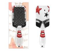 Myfsucce Brosse à cheveux pour femme - Brosse démêlante de massage avec lèvres rouges, lunettes de soleil, motif étoiles, brosse à cheveux lissante antistatique pour cheveux mouillés/secs