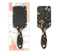 Myfsucce Brosse à cheveux pour femme - Brosse démêlante de massage avec motif de feuilles de champignons de forêt, brosse à cheveux lissante antistatique pour cheveux mouillés/secs
