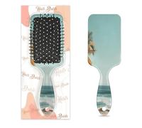 Myfsucce Brosse à cheveux pour femme - Brosse démêlante de massage avec motif de noix de coco tropicale, brosse à cheveux lissante antistatique pour cheveux mouillés/secs