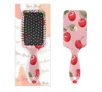 Myfsucce Brosse à cheveux pour femme - Brosse démêlante de massage avec motif floral de cerise, brosse à cheveux lissante antistatique pour cheveux mouillés/secs