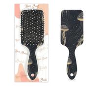 Myfsucce Brosse à cheveux pour femme - Brosse démêlante massante avec motif méduse noire, brosse à cheveux lissante antistatique pour cheveux mouillés/secs