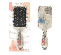 Myfsucce Brosse à cheveux pour femme - Coussin Massage Brosse démêlante avec motif rétro Tour Eiffel Londres New York City Brosse à cheveux lissante antistatique pour cheveux mouillés/secs