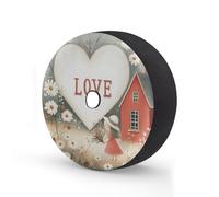 Myfsucce Daisy House Girl Housse de roue de secours avec trou de caméra de recul, housses de pneu anti-poussière en polyester pour voiture, camion, remorque, VUS, camping-car, 35,6 cm