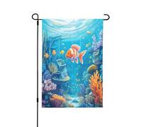Myfsucce Drapeau de jardin double face, motif poissons de chants de mer pour décoration extérieure de pelouse - Résistant aux intempéries et double couture - 45 x 32 cm