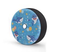 Myfsucce Housse de roue de secours Playful Shark Balloon Ocean avec trou de caméra de recul, housses de pneu en polyester anti-poussière pour voiture, camion, remorque, VUS, camping-car, 35,6 cm