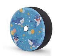 Myfsucce Housse de roue de secours Playful Shark Balloon Ocean avec trou de caméra de recul, housses de pneu en polyester anti-poussière pour voiture, camion, remorque, VUS, camping-car, 40,6 cm