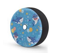 Myfsucce Housse de roue de secours Playful Shark Balloon Ocean avec trou de caméra de recul, housses de pneu en polyester anti-poussière pour voiture, camion, remorque, VUS, camping-car, 38,1 cm