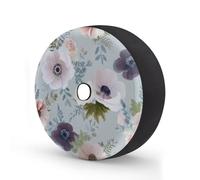 Myfsucce Housse de roue de secours rose blanche anémone gris clair avec trou de caméra de recul, housses de pneu en polyester anti-poussière pour voiture, camion, remorque, VUS, camping-car, 38,1 cm