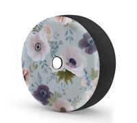 Myfsucce Housse de roue de secours rose blanche anémone gris clair avec trou de caméra de recul, housses de pneu en polyester anti-poussière pour voiture, camion, remorque, VUS, camping-car, 40,6 cm