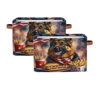 Myfsucce Lot de 2 grandes boîtes de rangement pliables en tissu avec poignées, motif berger pour la maison, 38,1 x 27,9 x 24,1 cm