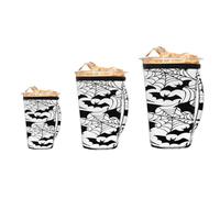 Myfsucce Lot de 3 manchons de tasse à café glacé réutilisables avec poignée pour boissons glacées et chaudes de 473 à 946 ml, motif toile d'araignée et chauve-souris d'Halloween