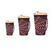 Myfsucce Lot de 3 manchons réutilisables pour tasse à café glacé avec poignée pour boissons glacées et chaudes de 473 à 946 ml, motif araignée d'Halloween