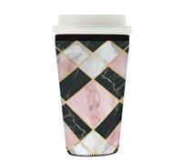 Myfsucce Manchon réutilisable en néoprène pour tasse à café glacé avec imprimé carreaux de marbre de couleurs mélangées, épaisseur de 2 mm, taille de 650 à 680 ml