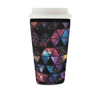 Myfsucce Manchon réutilisable en néoprène pour tasse à café glacé avec imprimé carreaux triangulaires galaxie, épaisseur de 2 mm, 650 à 680 ml