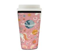 Myfsucce Manchon réutilisable en néoprène pour tasse à café glacé avec imprimé licorne de dessin animé, 2 mm d'épaisseur, 650 à 680 ml