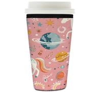 Myfsucce Manchon réutilisable en néoprène pour tasse à café glacé avec imprimé licorne de dessin animé, 2 mm d'épaisseur, taille 946 ml