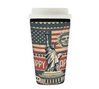 Myfsucce Manchon réutilisable en néoprène pour tasse à café glacé avec imprimé rétro statue Liberty, 2 mm d'épaisseur, 650 à 680 ml