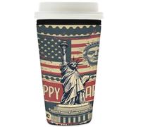 Myfsucce Manchon réutilisable en néoprène pour tasse à café glacé avec imprimé rétro statue Liberty, 2 mm d'épaisseur, 946 ml