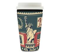 Myfsucce Manchon réutilisable en néoprène pour tasse à café glacé avec imprimé statue Liberty du 4 juillet, épaisseur de 2 mm, 760 à 800 ml