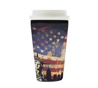 Myfsucce Manchon réutilisable en néoprène pour tasse à café glacé avec imprimé statue Liberty Pop Art, épaisseur de 2 mm, 473 à 532 ml