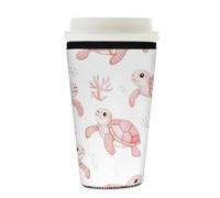 Myfsucce Manchon réutilisable en néoprène pour tasse à café glacé avec imprimé tortue rose, 2 mm d'épaisseur, 650 à 710 ml