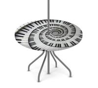 Myfsucce Nappe d'extérieur imperméable avec trou pour parapluie, fermeture éclair, clés de piano en spirale, motif artistique, nappe de jardin élastique avec trou de parasol pour table ronde de 91,4 à