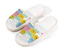 Myfsucce Pantoufles à bout ouvert pour femmes, antidérapantes, confortables, respirantes, en lin, pantoufles d'intérieur pour femmes et hommes, Motif coloré de chats heureux, 38/38.5 EU