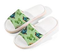 Myfsucce Pantoufles à bout ouvert pour femmes, antidérapantes, confortables, respirantes, en lin, pantoufles d'intérieur pour femmes et hommes, Clover Hirondelle Floral, 36.5/37.5 EU