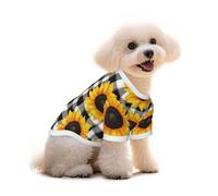 Myfsucce Vêtements d'été pour chiens de petite taille, motif tournesol à carreaux, pour garçon, fille, chiot, chat, 5 à 7,3 kg
