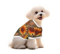 Myfsucce Vêtements pour chiens de petite taille avec fond en bois de tournesol pour garçon, fille, chiot, chat, été, 5 à 7,3 kg