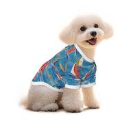Myfsucce Vêtements pour chiens de petite taille, motif voiliers colorés, chemises pour chien, garçon, fille, chiot, chats, pour l'été, 1,8 à 2,9 kg